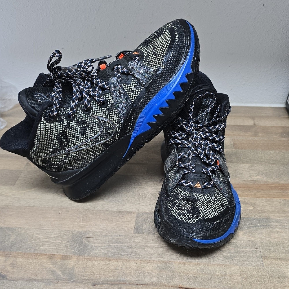 Nike Kyrie 7 Grind Ice Lime Black Blue Youth Boys Size 4.5
